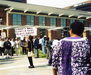 As the Liberty Bell Center opened in 2003, protests continued the pressure to mark the adjacent site of the President's House with a memorial to the enslaved Africans in George Washington's household.